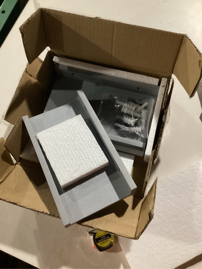 Condition photo showing New/Like New for Small Black Floating Shelves for Wall Decor, Wall Mounted Wood Shelf for Bedroom, Living Room, Bathroom, Kitchen, Nursery, Display Ledge Shelf with Lip Set of 2-8 Inches, Grey 7.8in