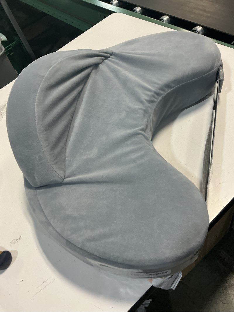 Condition photo showing As Is for momcozy innovative safety guard nursing pillow - firm & springy memory foam - stable, ergonomic support & comfort - wider breastfeeding cushion, adjustable, removable cover, baby safety certified grey ( premium memory foam ) cozylite