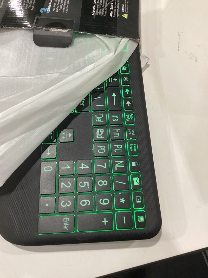 Condition photo showing New/Like New for large print backlit wireless keyboard – ergonomic keyboards with wrist rest, 7-color light up, quiet low profile keys, 2.4g wireless rechargeable full size keypad for computer laptop windows, black