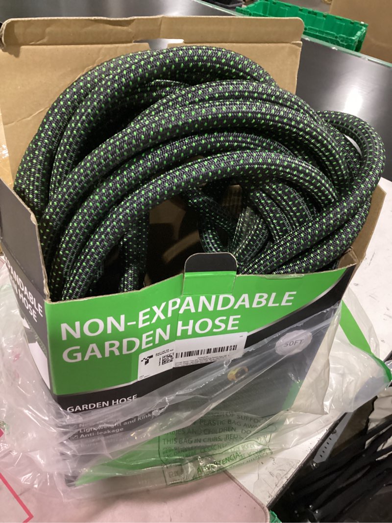 Condition photo showing Good Condition for garden hose 50ft, non-expanding water hose with 10 function nozzle | lightweight, kink free, sturdy, leak-proof, portable, flexible hose 50ft for outdoor, yard, lawn, car wash and camper use