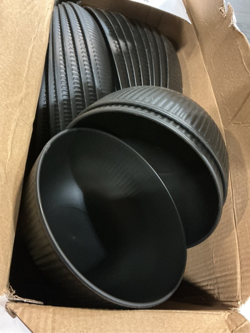 Condition photo showing Good Condition for wheat straw dinnerware sets,64-piece black plates and bowls sets for 8-unbreakable,reusable plastic dish set-dinner plate/dessert plate/cereal bowl/cup/utensils-microwavable dishwasher safe 64p-black 64 piece-for 8 d8-black