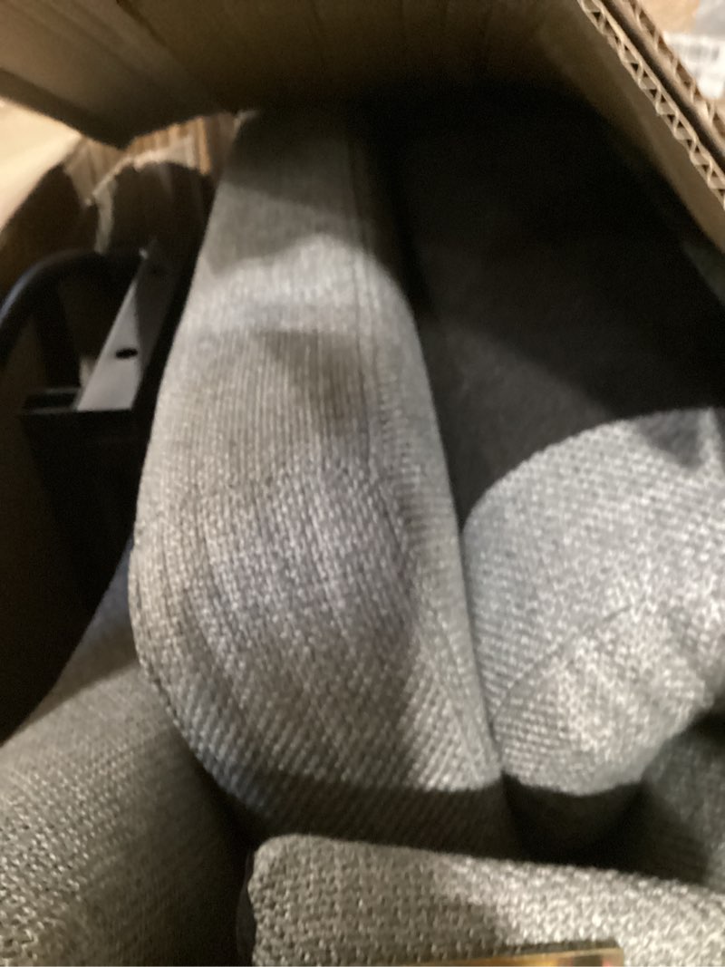 Condition photo showing New/Like New for KEIKI 31'' Modern Swivel Accent Chair with Back Pillow, Mid-Century Corner Single Sofa Reading Armchair, Comfy Living Room Deep Upholstered Cushion Seating for Office & Apartment,Gray Grey