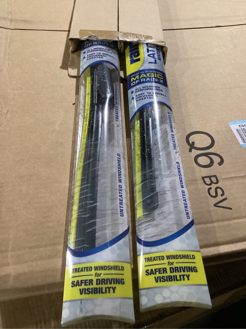 Condition photo showing As Is for rain-x 810164 latitude 2-in-1 water repellent wiper blades, 24" and 18" windshield wipers (pack of 2), automotive replacement windshield wiper blades with patented rain-x water repellency formula 24" and 18" latitude