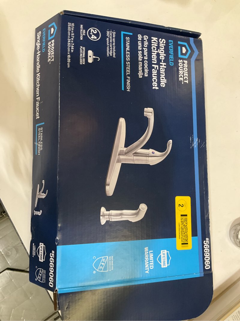 project source everfield stainless steel pvd single handle deck-mount kitchen faucet