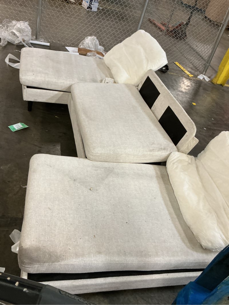 Condition photo showing As Is for 3 piece couch with cushions ~45”x98”