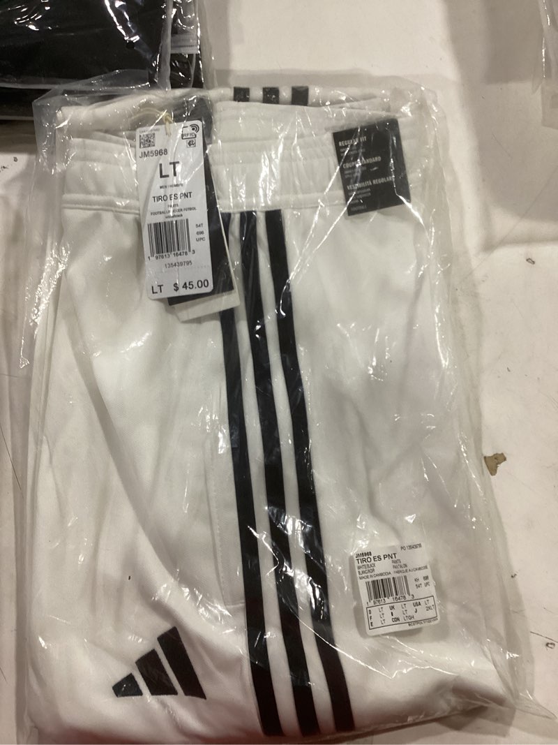 Condition photo showing New/Like New for Adidas Mens Tiro 25 Essentials Training Pants Large Tall White/Black