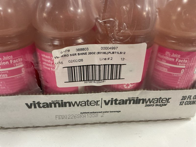 Condition photo showing Good Condition for vitaminwater Shine Strawberry Lemonade Zero Sugar, Flavored Water Beverage, 20 fl oz Bottles, 12 Pack Zero Sugar Shine Strawberry Lemonade 20 Fl Oz (Pack of 12)( BB 02/02/2026) 