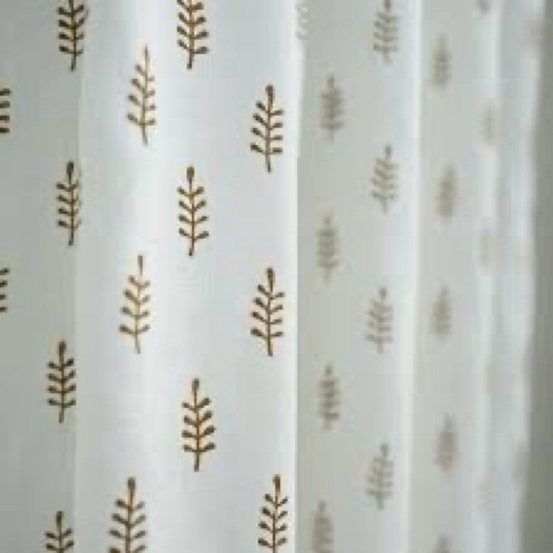 linen curtain with hand block printing rustic home vibes, darpan, gray