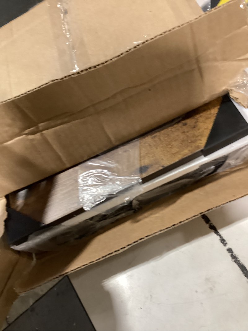 Condition photo showing As Is for C-Shaped Side Table for Couch - Small Coffee Stand Sofa Tray Desk with Metal Frame and Waterproof Scratch Resistant, Modern End Accent for Living Room, Bedroom, Small Spaces, Rustic Brown 11.8" Width 1-Pack Without Power Outlets Rustic Brown