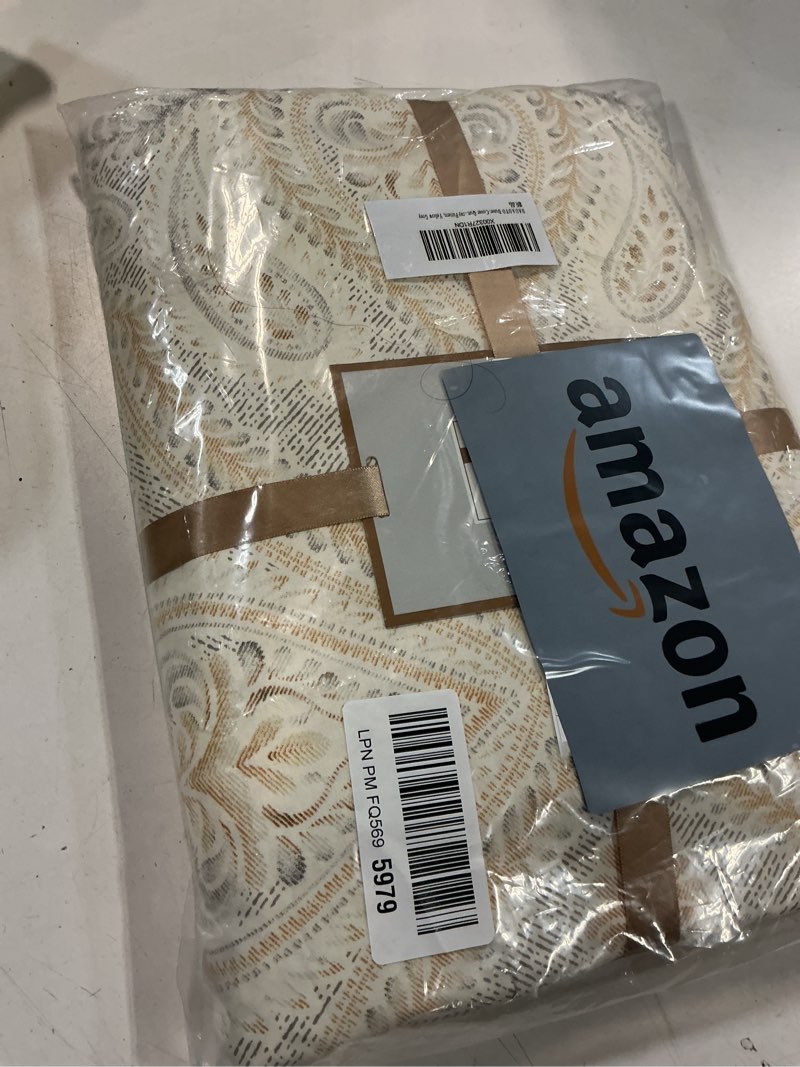 Condition photo showing Good Condition for DAUAOTO Duvet Cover Queen Size Set - 90"X90" Duvet Cover + 2 Shams, Cotton Bedding Set Gold Gray Pattern, Yellow Grey