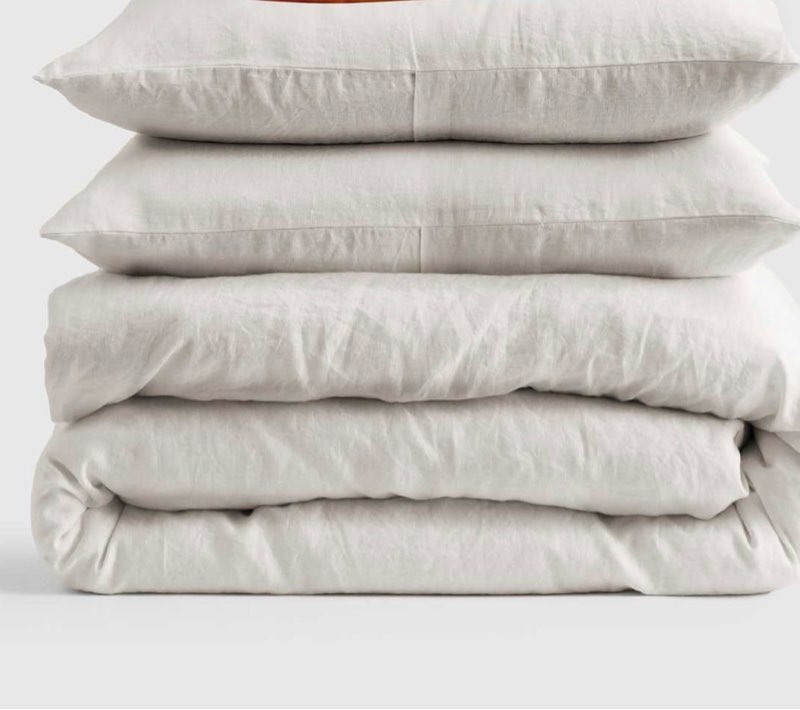quince european linen deluxe bedding bundle, king, sand 3pcs