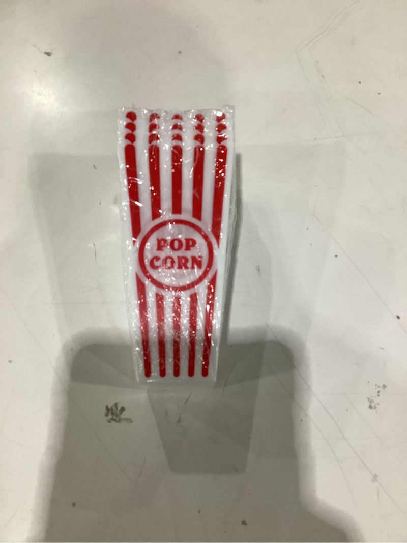 Condition photo showing Good Condition for Novelty Place Plastic Red White Striped Classic Popcorn Containers for Movie Night - 7.8 inch Tall x 3.8 inch Square (4 Pack)