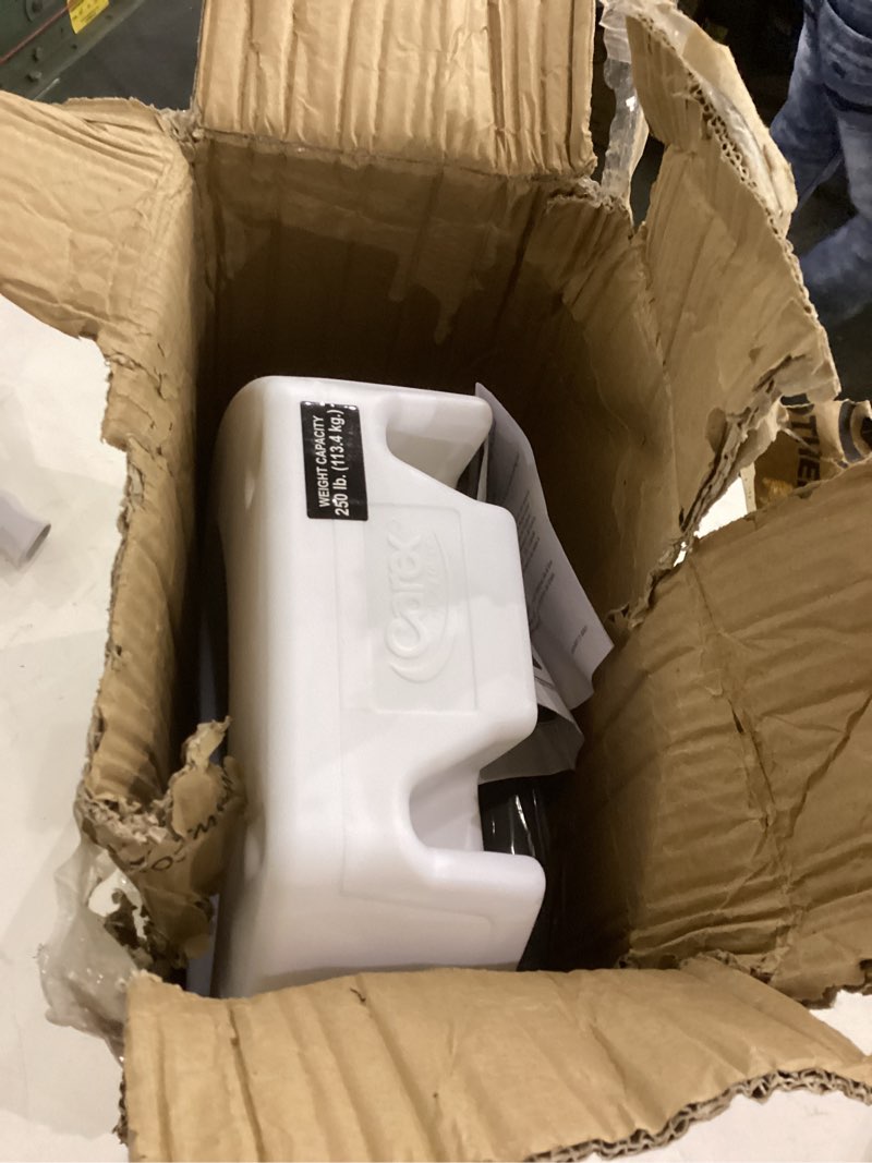 Condition photo showing New/Like New for Carex 3.5 Inch Raised Toilet Seat with Arms, Round Toilet Seat Riser, 300 lbs Capacity, Elevating and Raising Seat for Elderly and Handicap, Universal, Slip-Resistant with Padded Handles, White