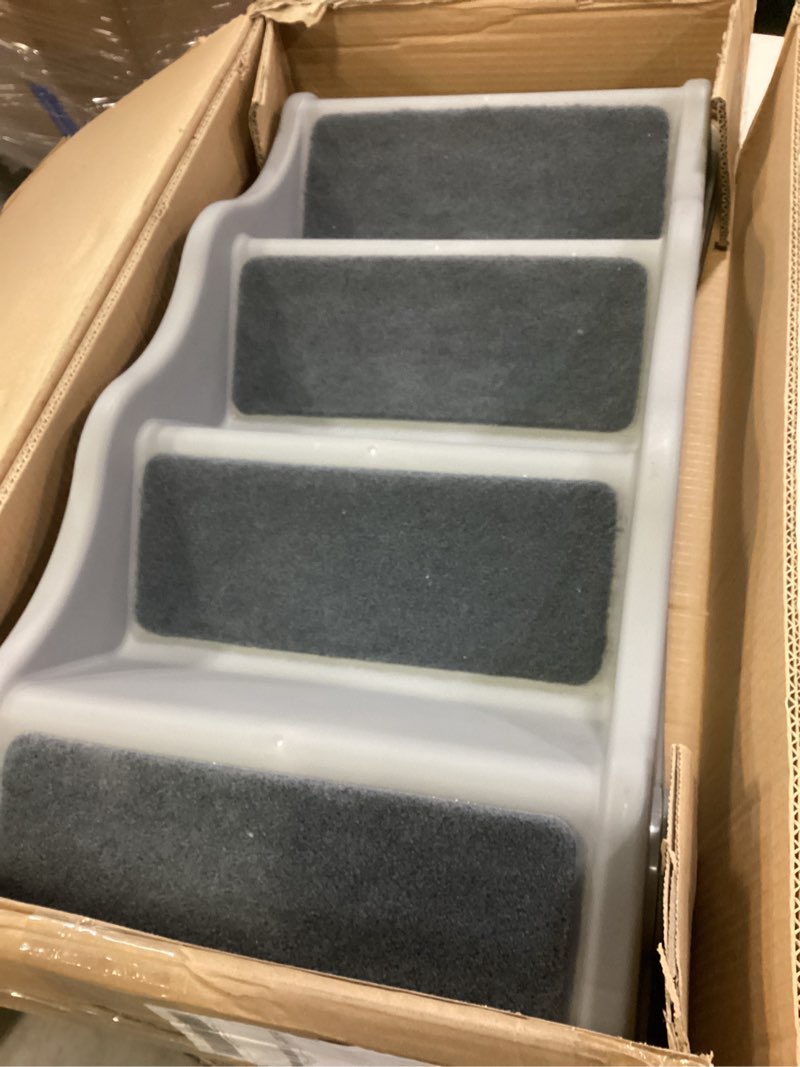 Condition photo showing Good Condition for Amazon Basics Foldable Non-Slip Pet Stairs, Steps for Dogs and Cats, 14.6'' W x 22.75'' D x 19.5'' H, Grey 14.6'' W x 22.75'' D x 19.5'' H Grey
