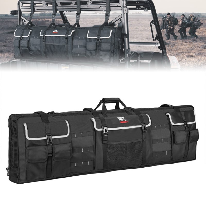 KEMIMOTO UTV Double Carrier Holder Tool Rack Case Organizer Rear Storage Bags