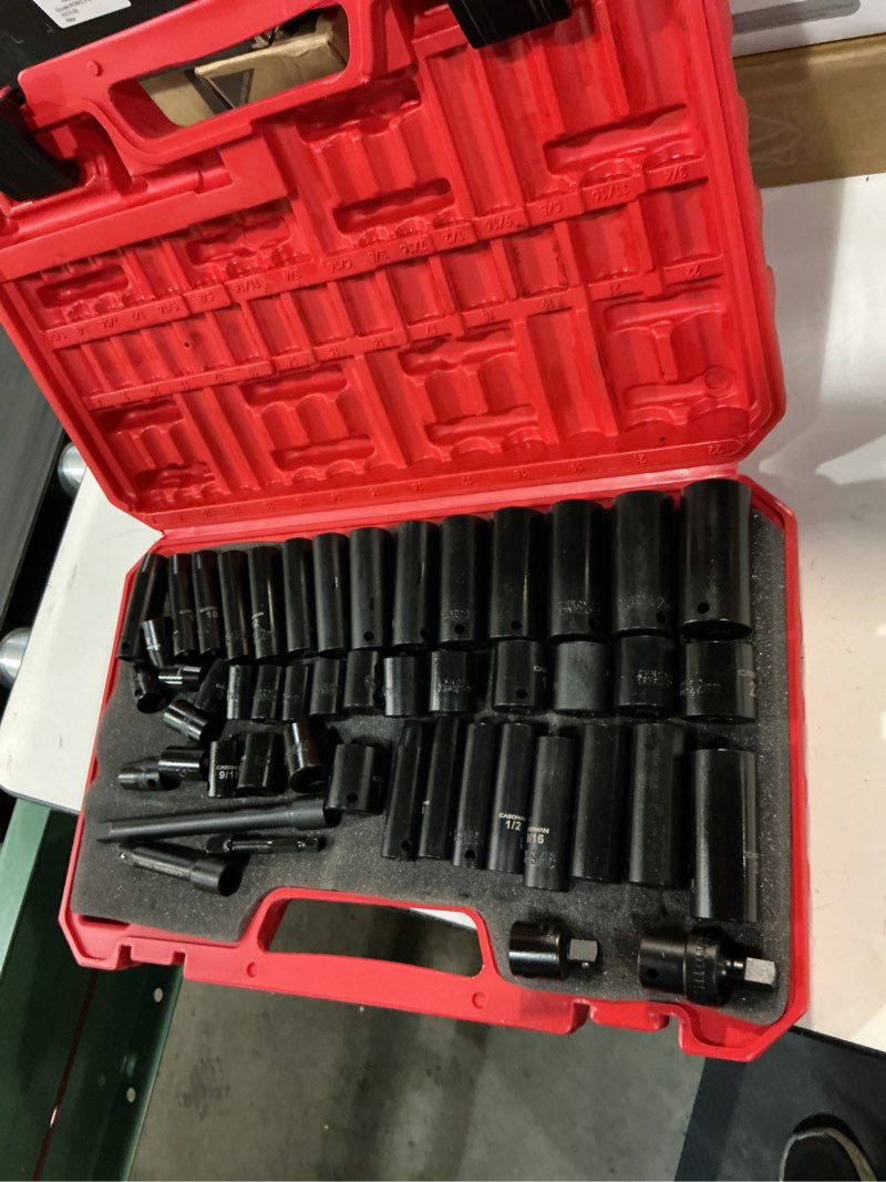 Condition photo showing Good Condition for CASOMAN 3/8" Drive Impact Socket Set, 49 Piece Standard SAE and Metric Sizes (5/16-Inch to 3/4-Inch and 8-22 mm), 6 Point, Cr-V Steel Socket Set ?3/8"Drive 48pcs Impact Master Socket Set