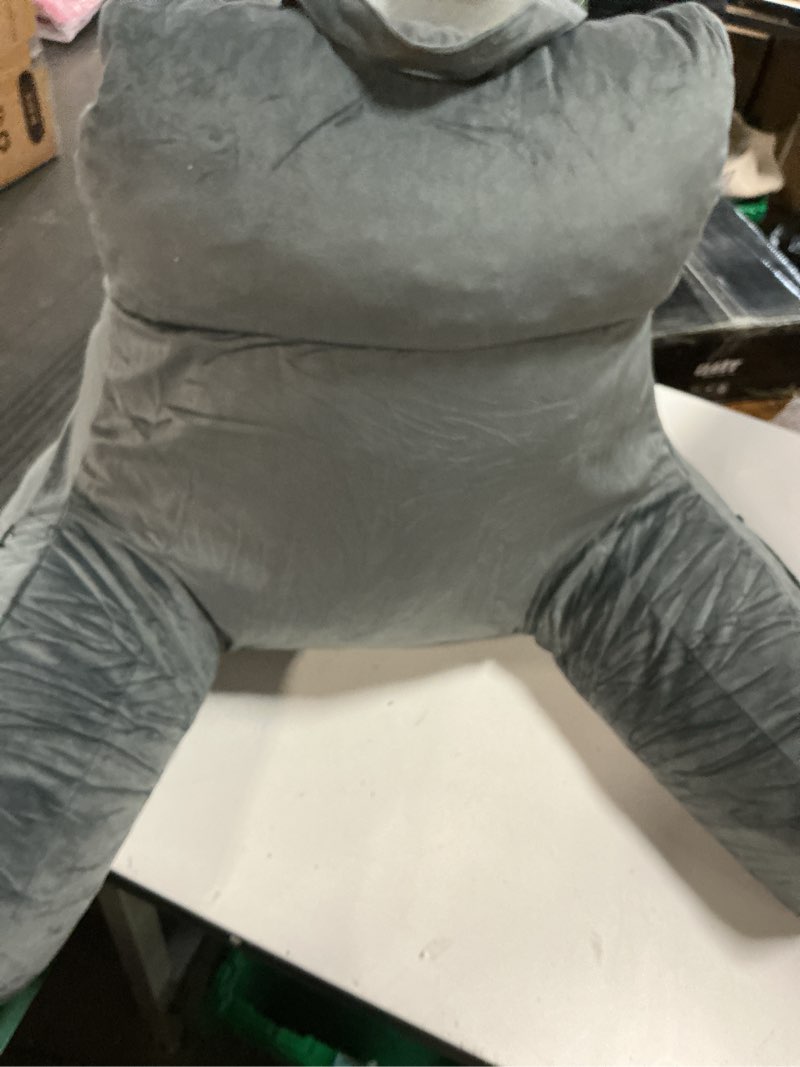 Condition photo showing Good Condition for back pillow for bed sitting up, reading pillow for sitting in bed adult, back support pillow, memory foam sit up lounge backrest pillow with arms for tv, couch, chair, dorm, 18 inch, grey medium(18inch) grey