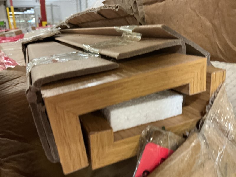 Condition photo showing As Is for floating picture ledge shelves for wall set of 2, 84 inches picture ledge shelf with long large nursery book shelf for toys storage kids bookshelf wall mounted living room bedroom decor frames, oak picture ledge shelves,natural oak 2 84in