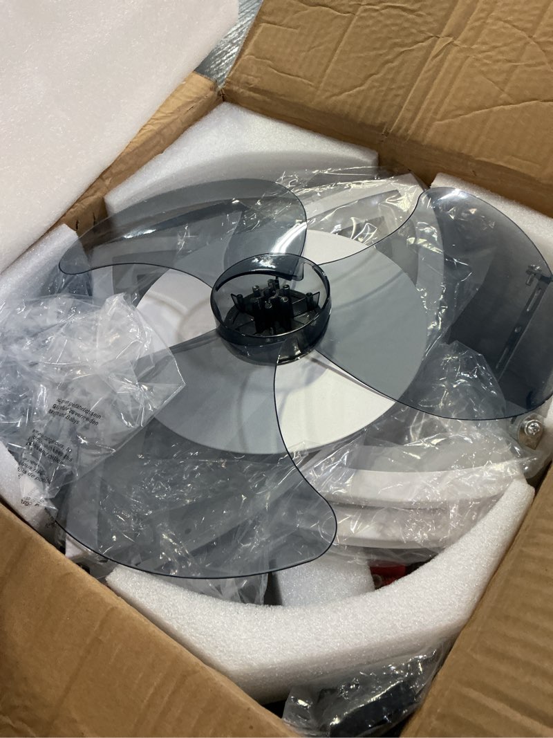 Condition photo showing As Is for Ceiling Fan with Lights, 35'' Bladeless, Low Profile, Flush Mount, 3 Color Dimmable LED, 6 Speeds, Remote & APP Control, Modern Design - White, for Living Room, Bedroom, Kids Room 35" - White