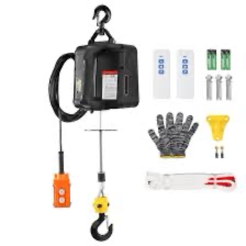 VEVOR 3in1 Electric Hoist Winch, 1500W Portable Electric Winch, 110V Power Winch Crane, 25ft Lifting