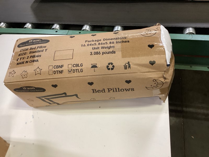 Condition photo showing As Is for Ultra Thin Flat Soft Bed Pillows Standard Size Set of 2 Pack for Sleeping, Hypoallergenic Squishy Pillow for Stomach Back Sleeper, Machine Washable White Striped 20x26 inches Standard(2 pack)