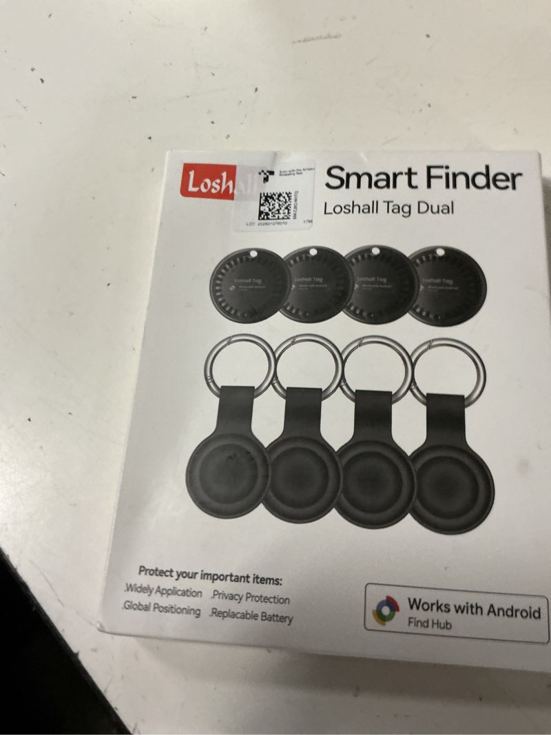 Condition photo showing New/Like New for air tags for android,air tags-4 pack android,2 year battery life,air tracker tags with 4 case,google find trackers for google's find hub app,ip65 waterproof luggage tracker for keys black