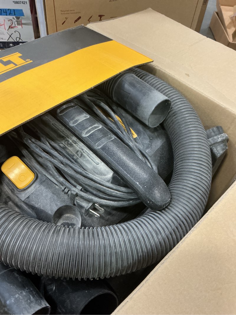 Condition photo showing As Is for DEWALT 9 Gallon Wet/Dry VAC, Heavy-Duty Shop Vacuum with Attachments, 5 Peak HP, with Blower Function, DXV09PA