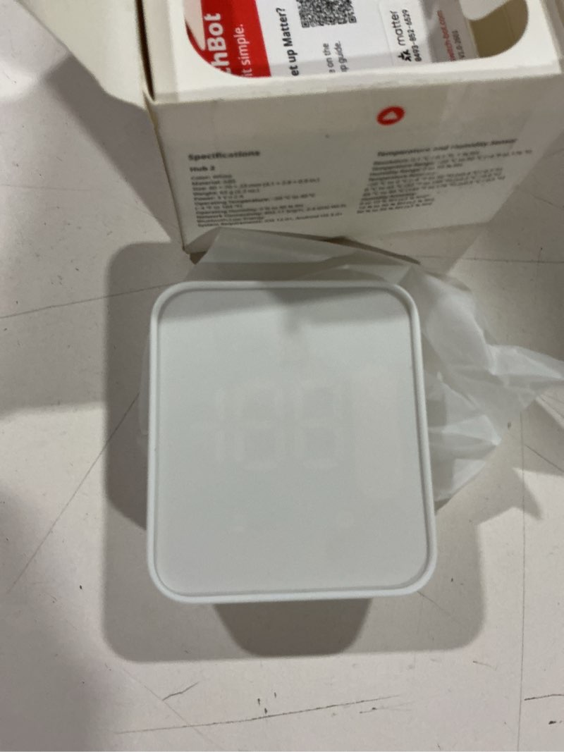 Condition photo showing Good Condition for switchbot hub 2 (2nd gen), work as a wifi thermometer hygrometer, ir remote control, smart remote and light sensor, link switchbot to wi-fi (support 2.4ghz), alexa, google home, apple home compatible