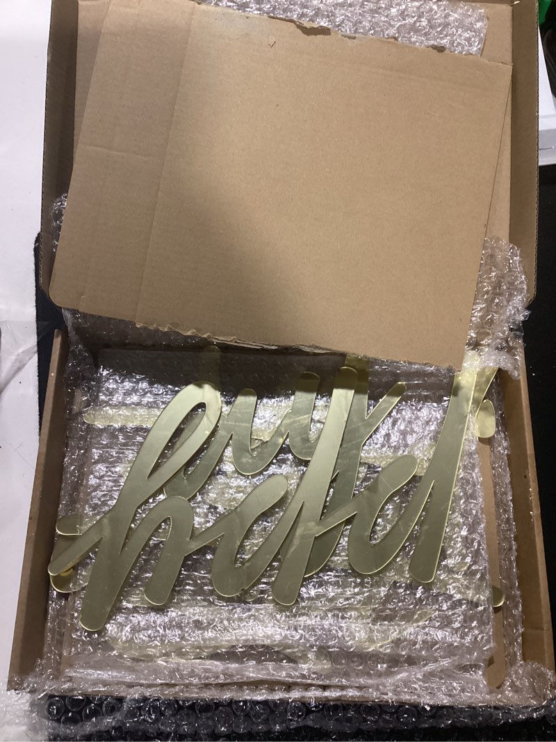Condition photo showing Good Condition for yousoontic happy birthday sign for backdrop large happy birthday sticker letter acrylic mirror decal for balloon arch party sign wall, peel off the acrylic film(23 x 20 inches,classic,gold) 23 x 20 inches classic gold