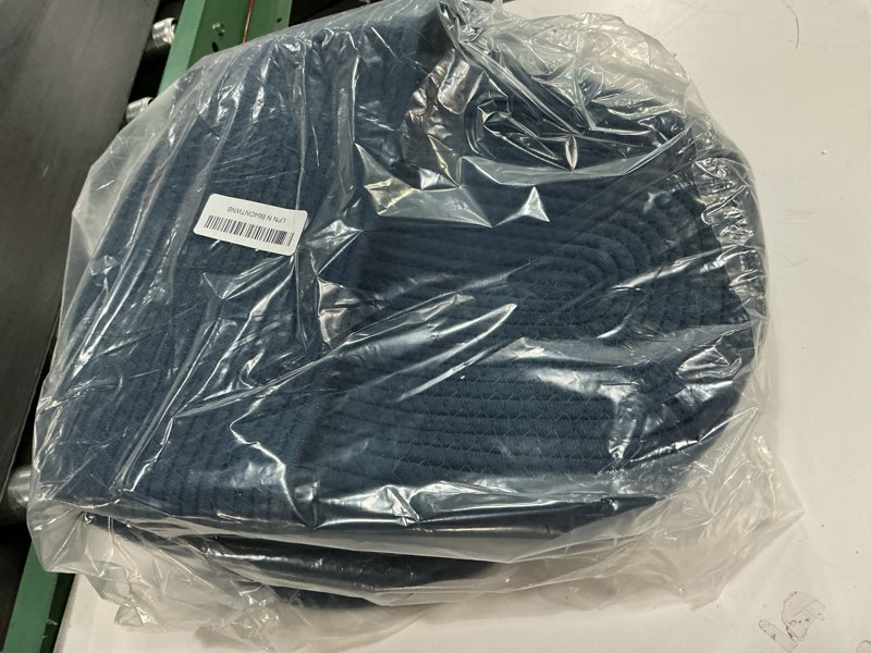 Condition photo showing Good Condition for oiahomy 4 pack storage baskets for organizing, cube storage bins for shelves, rectangle storage baskets with handles, woven baskets for storage, 12.7''lx9''wx7.8''h, blue blue 12.7x9x7.8inch