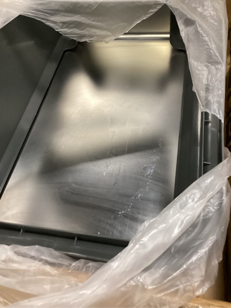 Condition photo showing As Is for Enclosed Stainless Steel Cat Litter Box with Lid, XL Extra Large Litter Box for Big Cats, Metal Litter Pan High Sided, Never Absorbs Odors, Anti-Urine Leakage, Easy Cleaning, Include Scoop 5 - Dark Gray (Pack of 1)