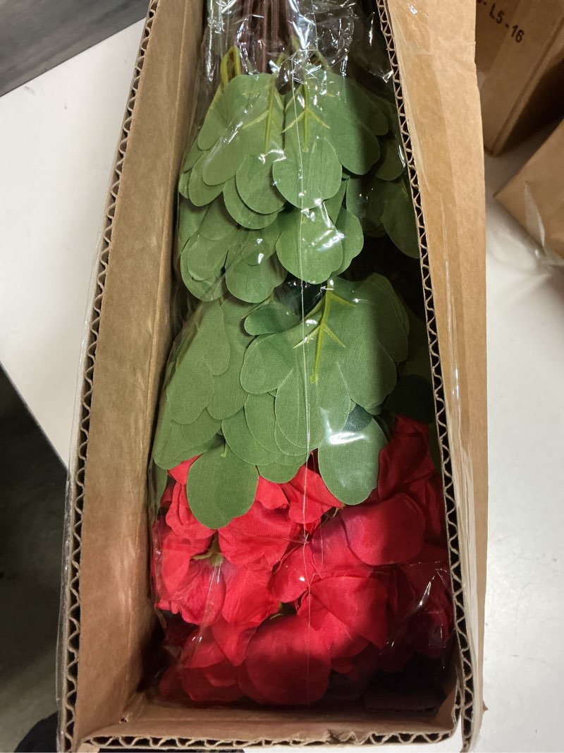 Condition photo showing New/Like New for yxzzwl 16 bundles artificial flowers for front door, fake silk azalea bouquet silk flowers for outside uv resistant realistic faux plants for planter farmhouse patio garden walkways home decor (red) 16 red