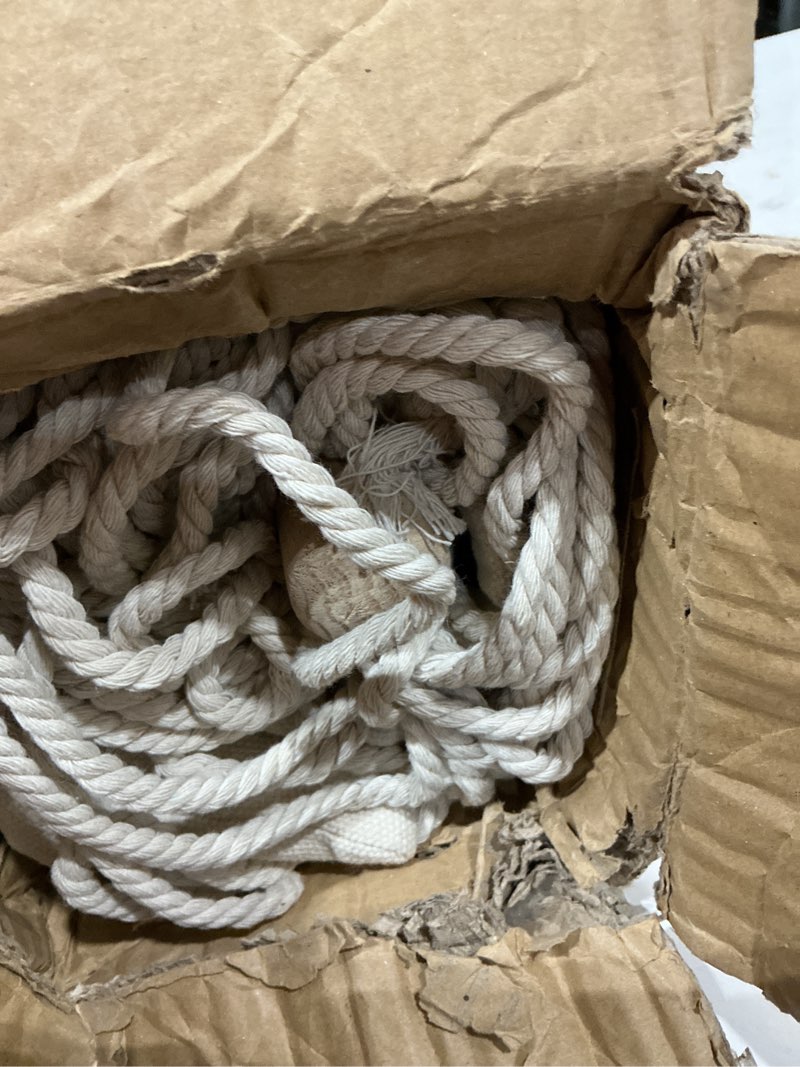 Condition photo showing As Is for hammock chair hanging rope swing - max 330 lbs - quality cotton weave for superior (beige)
