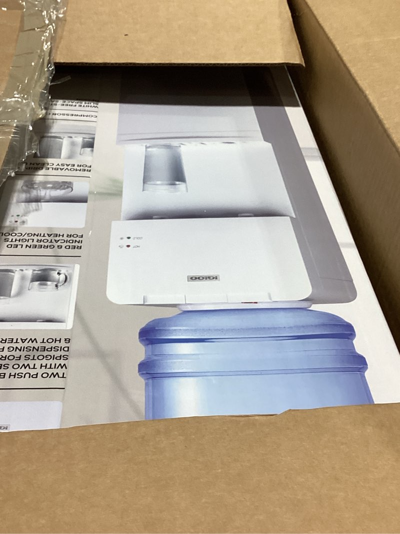 Condition photo showing Good Condition for igloo top loading water cooler with removable drip tray & energy-saving features- water tower with hot & cold temperature settings- water dispenser fits 3 & 5-gallon jugs with child safety lock- white white top load