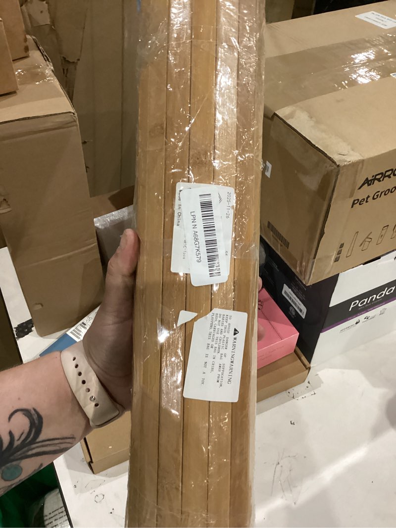 Condition photo showing New/Like New for Flexible Bamboo Wall Paneling – 16"x96" Pole Wrap for Basement Columns & Curved Walls – Paintable Wood Slat Tambour Board for Kitchen Island, Cabinet Refacing & DIY Headboards – Natural Style