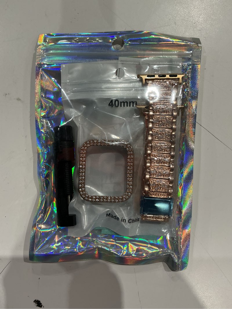 Condition photo showing Good Condition for newlibery bling watch bands with bling case for women compatible with apple watch band 40mm elegant dressy jewelry replacement metal link wristband protector cover for iwatch series 6/5/4/se rose gold rose gold 40mm (series 6/5/4/se)