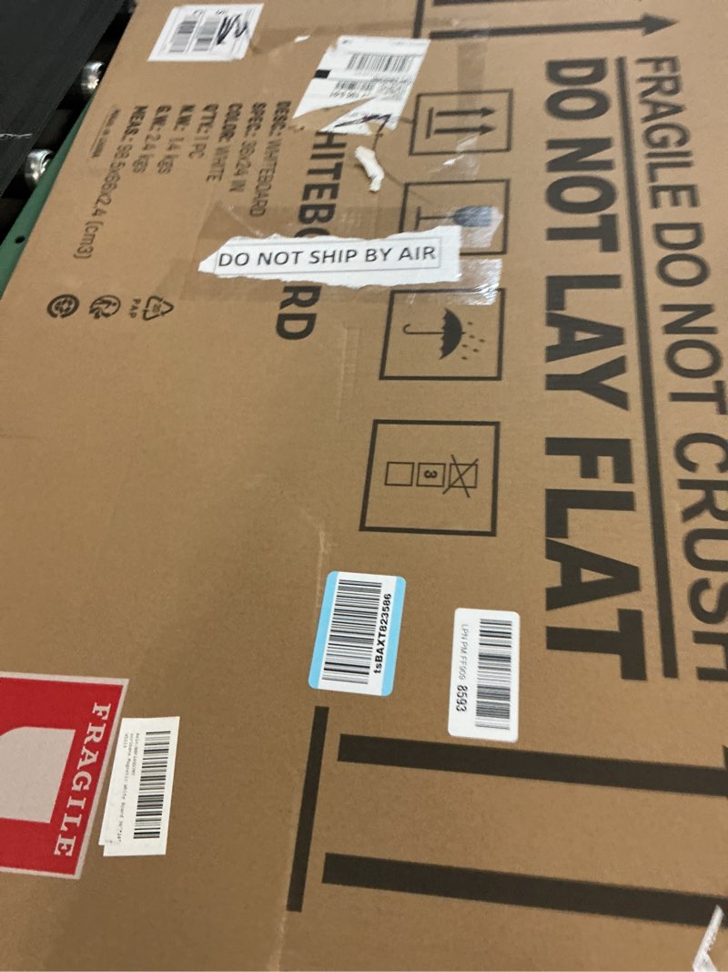 Condition photo showing New/Like New for Magnetic White Board 36" x 24" for Wall, Dry Erase Board for Home Office, School, Study Room – Silver Aluminum Frame, 2 Markers, 4 Magnets, Included Eraser 36"x24"