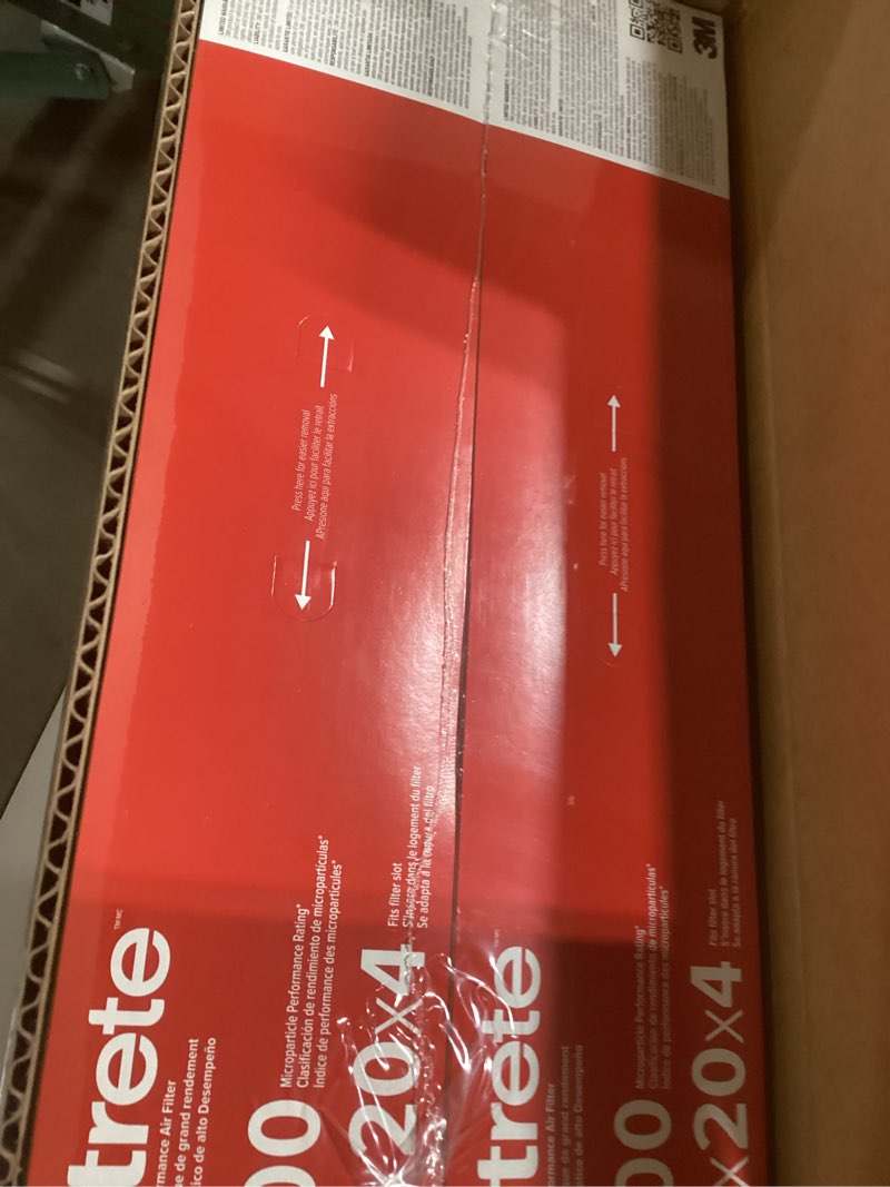 Condition photo showing New/Like New for Filtrete 20x20x4 AC Furnace Air Filter, MPR 1000, MERV 11, Fits Honeywell, Allergen Defense, Electrostatic Air Cleaning Filter, 2-Pack (actual size 19.88 x 19.88 x 4.31)