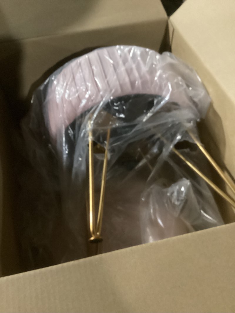 Condition photo showing Good Condition for Similar to photo) Vanity Stool with Storage, Faux Fur Ottoman Chair with Metal Legs, Round Makeup Vanity Chair for Bedroom or Dressing Table, Modern Small Ottoman Seat (Pink)