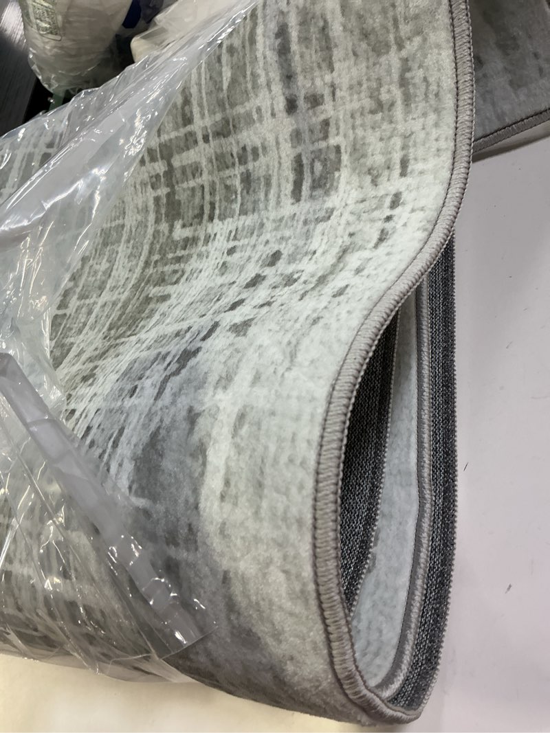 Condition photo showing As Is for 6x9 area rugs for living room - washable rug modern abstract soft large neutral non-slip carpet indoor floor stain resistant thin carpets for bedroom dining room farmhouse nursery home office grey grey 8' x 10' (rectangular)