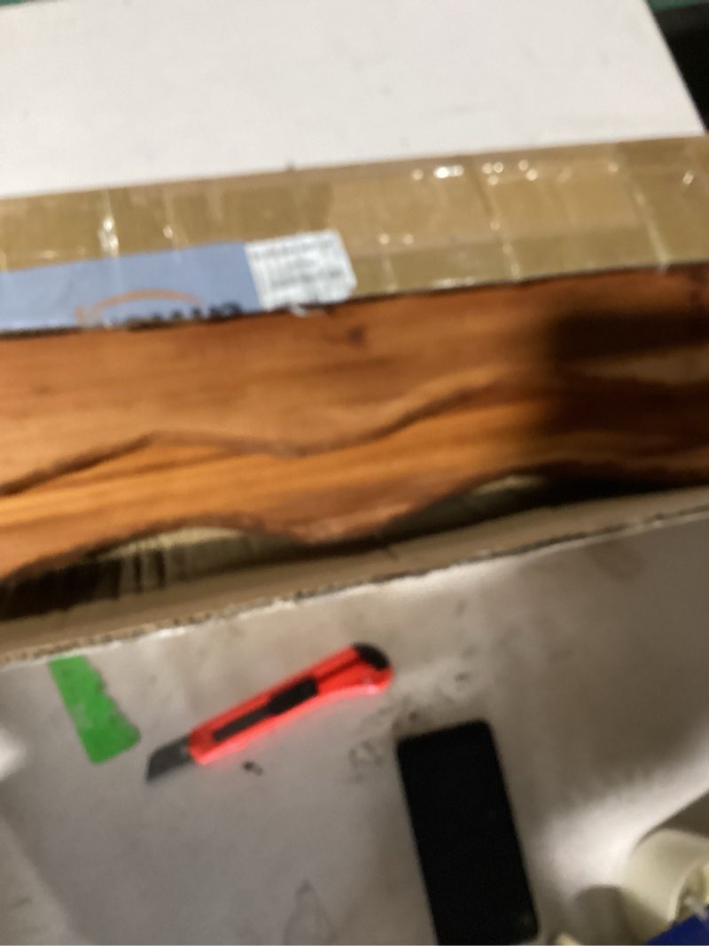 Condition photo showing Good Condition for pinkunn 4 pcs floating shelves for wall wooden live edge shelf wall-mounted natural solid wood bedroom kitchen storage living room nursery decor (15.8/11.8/7.9 inch)