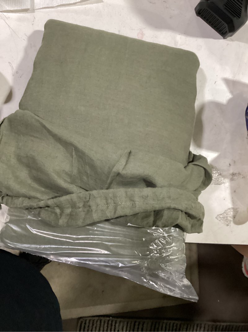 Condition photo showing Good Condition for european linen duvet cover set queen dusty olive