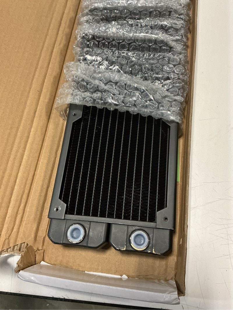 Condition photo showing As Is for Dracaena.io 480mm - 28mm/1.1 inch Thick Computer Radiator, 14 Tubes Copper Water Cooling Cooler for CPU Heat Sink - Liquid Heat Exchanger Dual G1/4 Thread, Black Black (28mm) 480mm