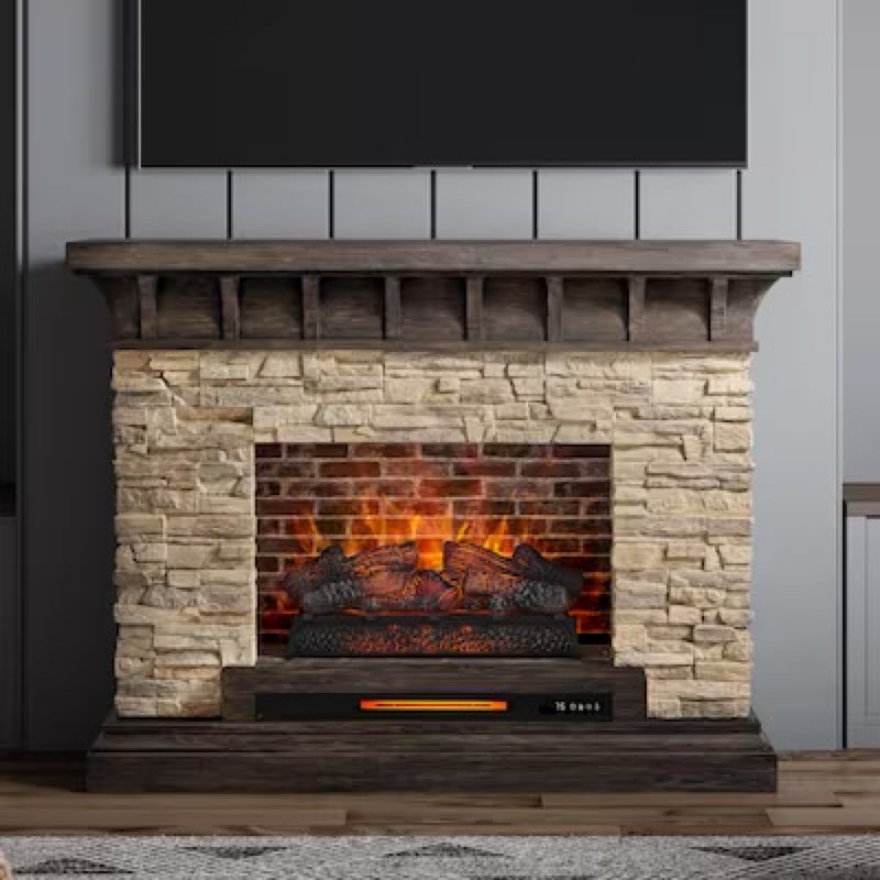 allen + roth 53-in W Sedona Free standing Infrared quartz Flat wall with Remote Control