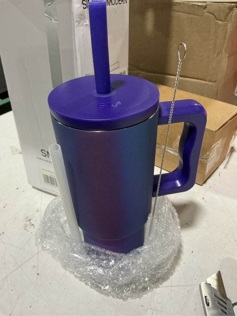 Condition photo showing New/Like New for simple modern kids 24 oz tumbler with handle and silicone straw lid | spill proof and leak resistant | reusable stainless steel bottle | gift for kids boys girls | trek collection | prism -prism 24 ounces