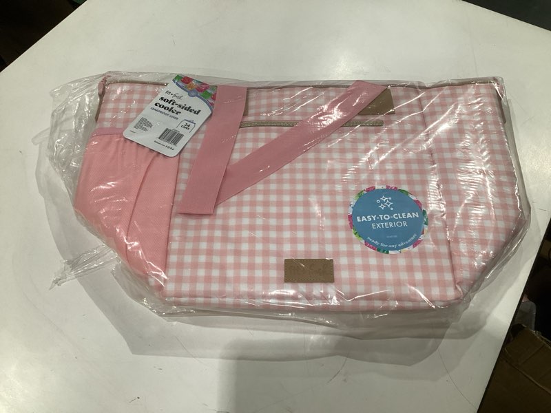 fit & fresh, 24-can soft cooler bag insulated leak-resistant, portable soft cooler pink