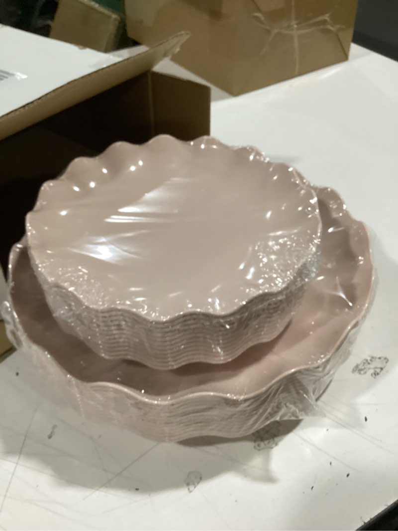 Condition photo showing Good Condition for liyh 24 pcs pink plates reusable, pink plastic scalloped plate durable and dishwasher safe,baby shower plate, light weight daisy plastic wavy plates for wedding party birthday 24(12 guests) pink