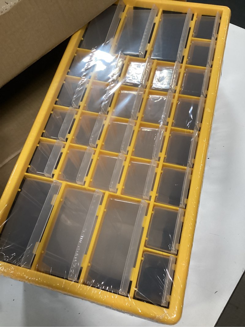 Condition photo showing New/Like New for 30-Drawer Plastic Small Parts Organizer - Desktop or Wall Storage Drawers for Organizing Hardware, Crafts, Garage, or Classroom by Stalwart (Yellow)