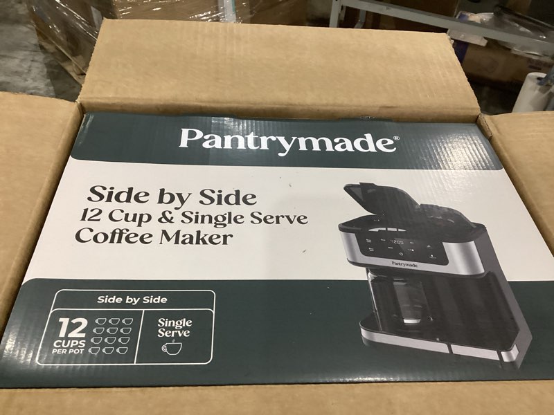 Condition photo showing Good Condition for pantrymade dual brew coffee maker | 12 cup glass carafe & single serve k-cup combo | programmable touchscreen coffee machine for ground coffee or pods | auto shut-off, black