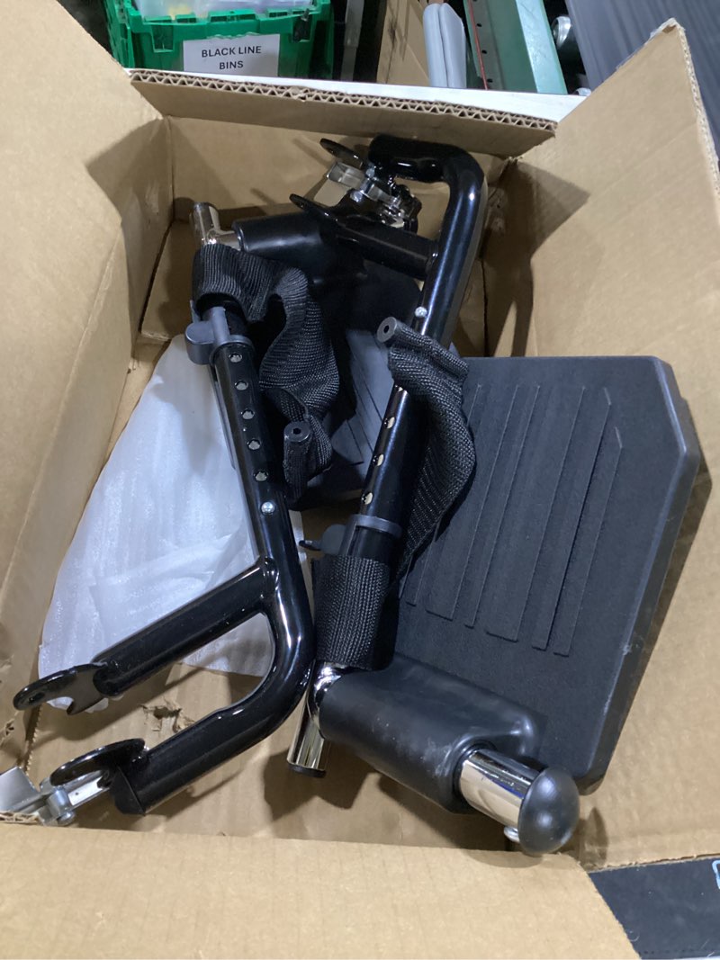 Condition photo showing Good Condition for universal wheelchair footrest replacement - adjustable composite footboard & heel loop, foldable comfort support, affordable, black, lightweight, easy installation